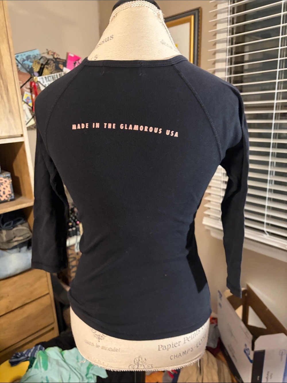 Juicy Couture Black Long Sleeve Tee with Pink Logo - Medium - Picture 3 of 4